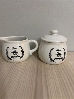 Bee Collection Grateful Speckled Ceramic Creamer & Sugar Set